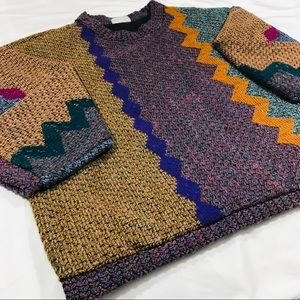 SOLD Vintage Allen Wah Geometric Crew Neck Sweater